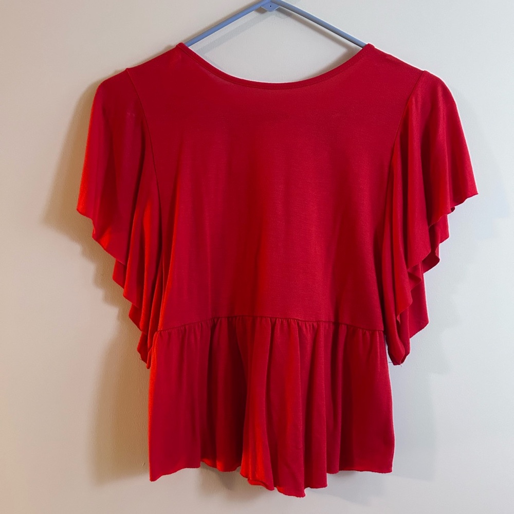 ELODIE • Red Tie Up Blouse • Red • Small •